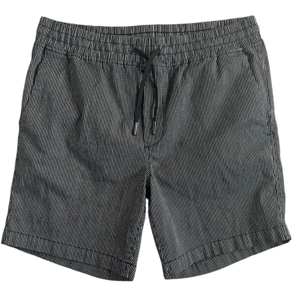 Calvin Klein Men’s Pull On 7’ Pinstripe Drawstring Shorts Black White Size M